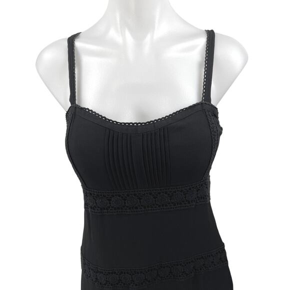 Nicole Miller Artelier Black Floral Lace Sleeveless Camisole Maxi Tank Dress 4 - Picture 2 of 5